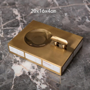 retro gold metal ashtray