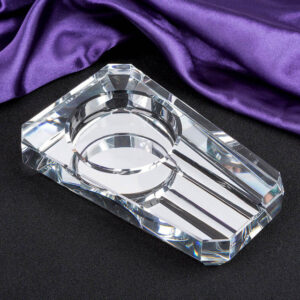 clear glass crystal cigar ashtray